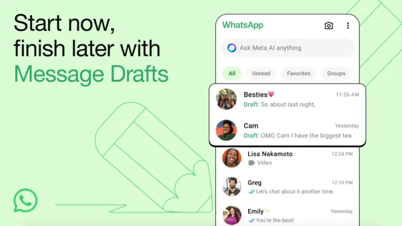 WhatsApp now includes a drafts feature